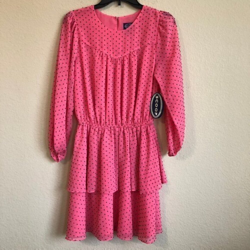 Scoop Dress Pink Black Polka Dot Trendy